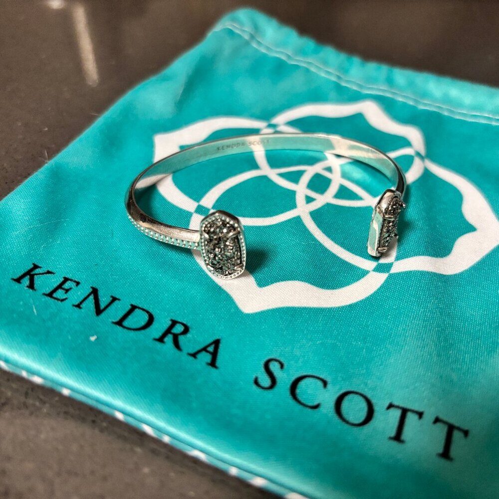 Kendra Scott Elton silver cuff bracelet in platinum drusy